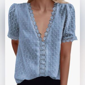 Light blue lace blouse, size 2X